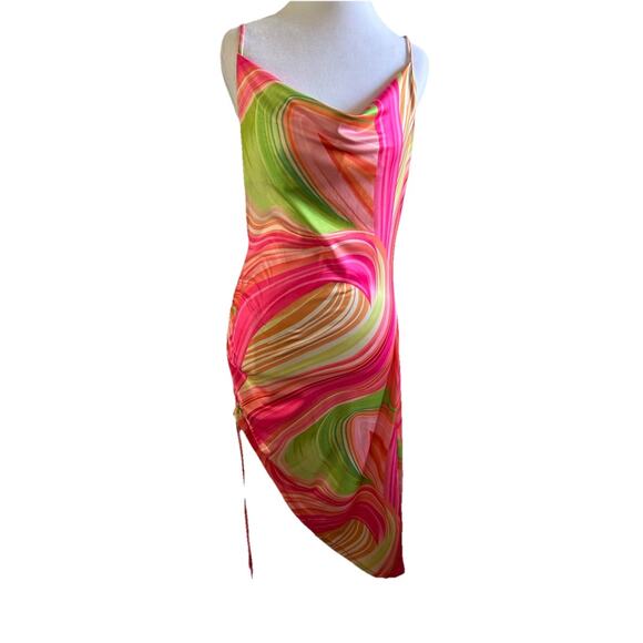 Asymmetric Dress Rainbow Stripe Rave Festival Party Fairy-core Resort Boho Med - Picture 3 of 7
